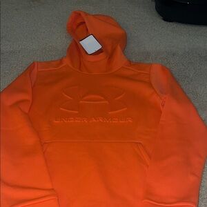 Under Armour Bright Orange Hoodie with Embossed Logo